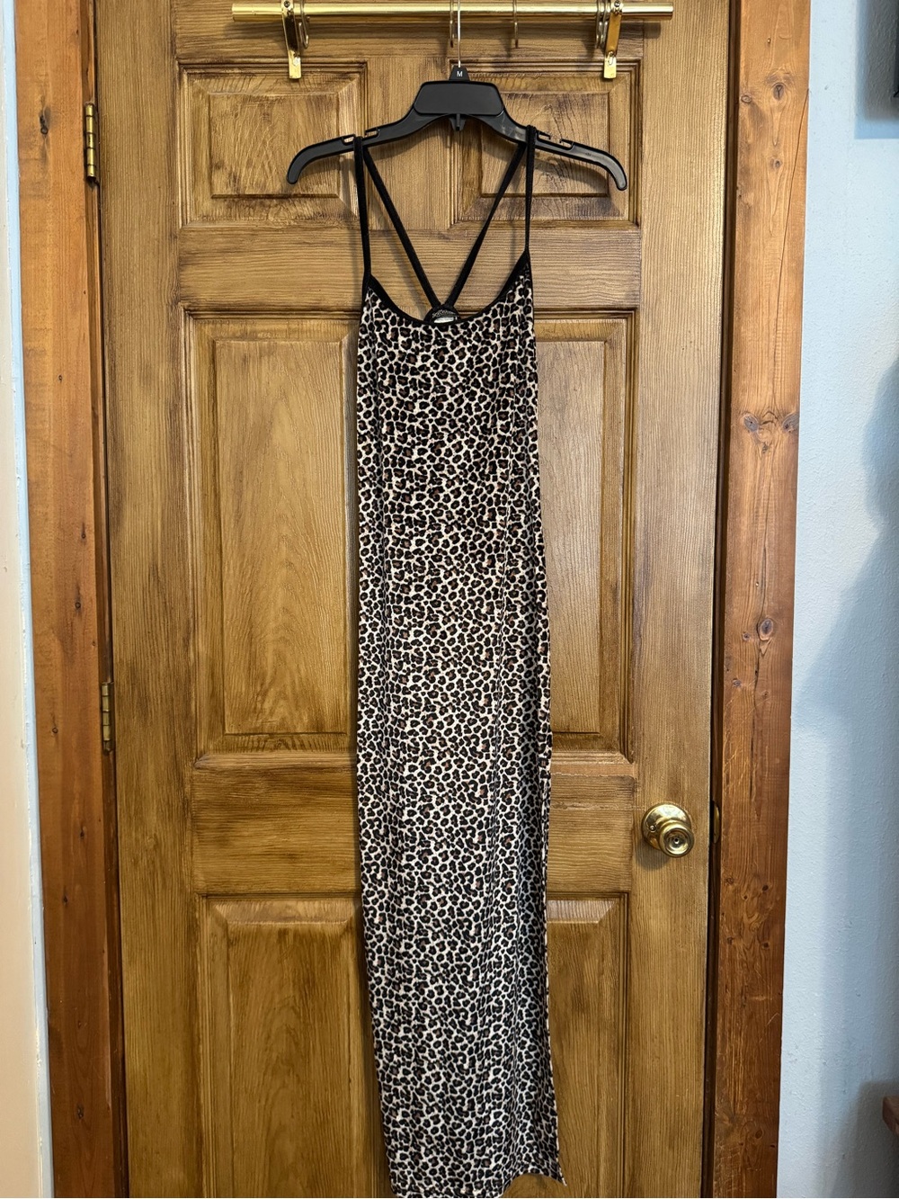 Leopard Print Slip Maxi Nightgown with Strappy Back